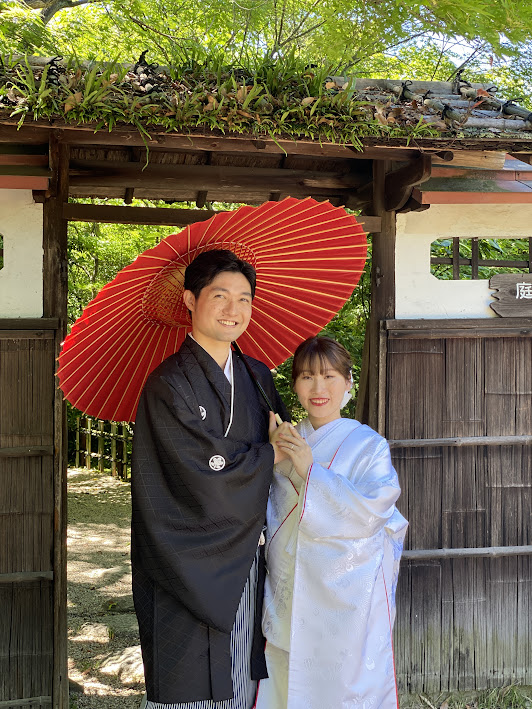 和装前撮り　東山荘　茅葺屋根　ロケーション　庭園ロケ　オフショット